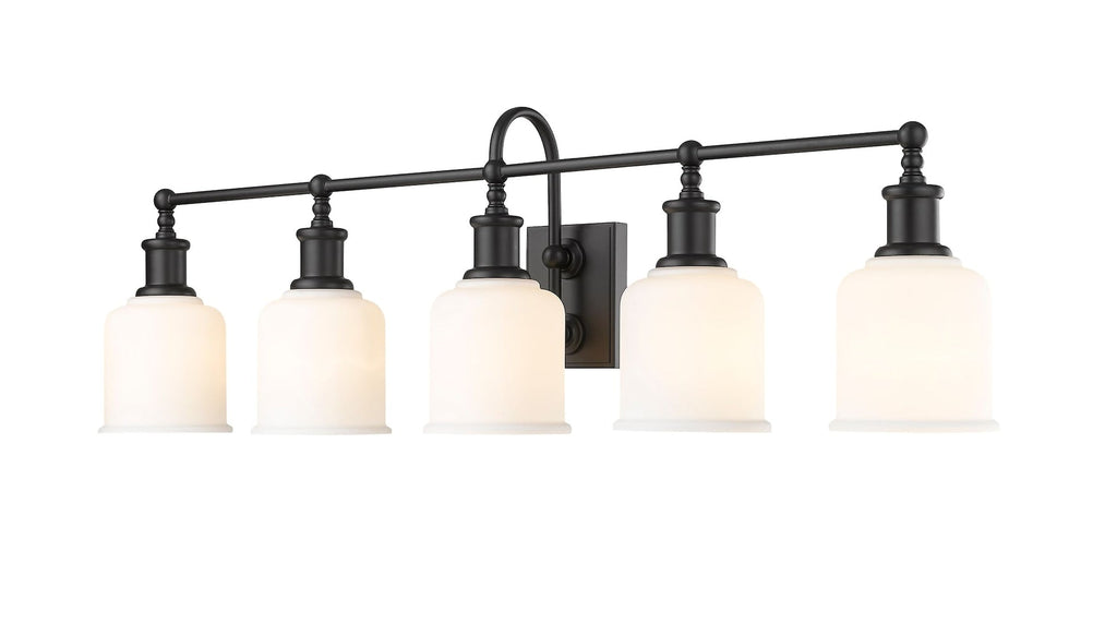Z-Lite Bryant 5-Light Vanity Light, Black with Opal Shade