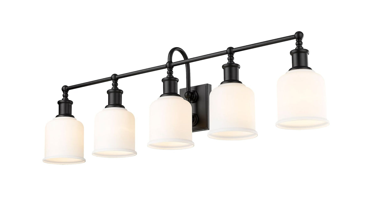 Z-Lite Bryant 5-Light Vanity Light, Black with Opal Shade