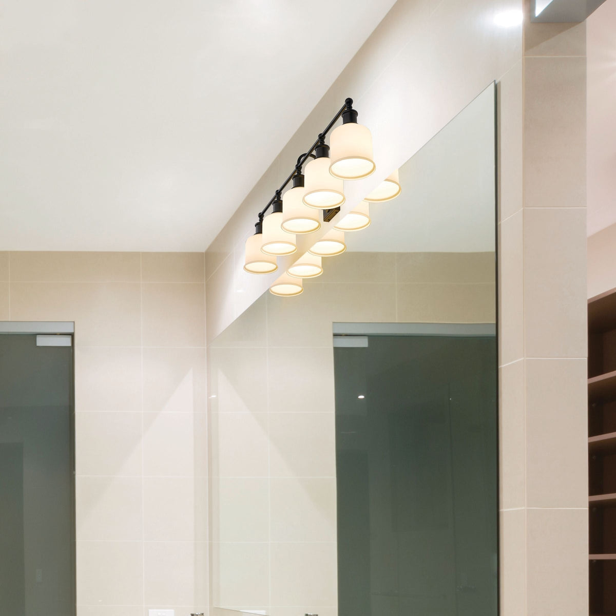 Z-Lite Bryant 5-Light Vanity Light, Black with Opal Shade